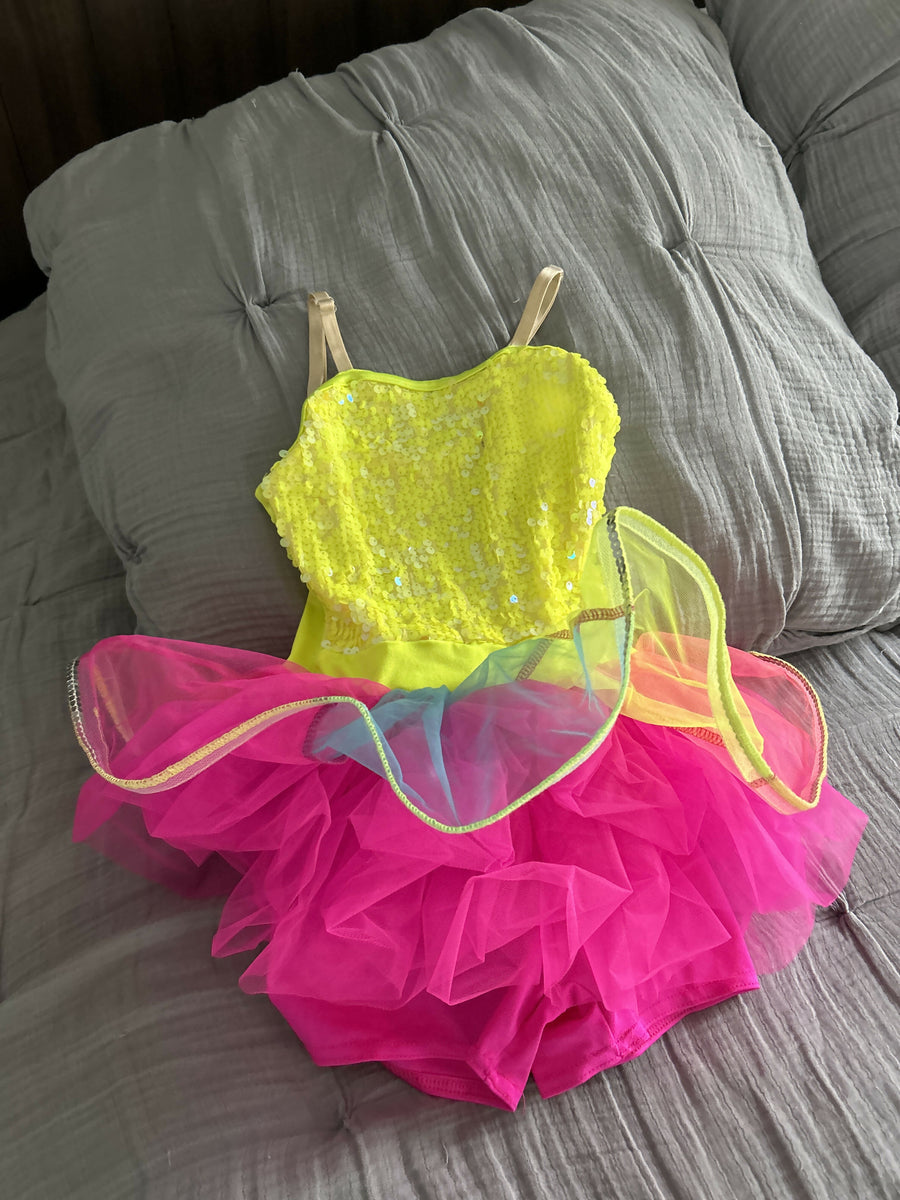 Weissmans Leo, tutu and jacket, rainbow sequins, child size 7/8