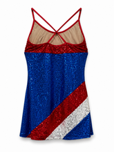 Load image into Gallery viewer, Stars, Stripes & Serious Sparkle! Red, White & Blue Sequin Costume Dress