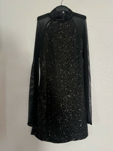 Load image into Gallery viewer, BLACK SEQUIN DRESS W/ MESH SLEEVES