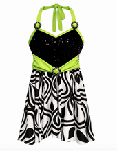 Load image into Gallery viewer, Costume Gallery Lime Green Zebra Sequin Halter Dance Dress