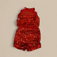 Load image into Gallery viewer, Red Sequin Jazz Dance Costume - Size LC