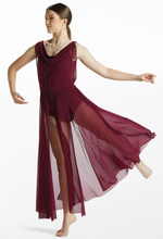 Load image into Gallery viewer, Weissman/Balera D10454 - Double Cowl Mesh Maxi Dress - SA - burgundy - never worn