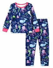 Load image into Gallery viewer, Ocean Friends Pajama Sets — Aqua & Navy