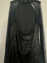 Load image into Gallery viewer, BLACK SEQUIN DRESS W/ MESH SLEEVES