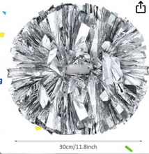 Load image into Gallery viewer, Metallic Cheerleading Pom Poms with Baton Handle 14.5 Inch