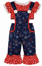 Load image into Gallery viewer, Dansco Blue Floral Overall Dance Jumper