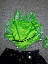 Load image into Gallery viewer, Green Top and Black Skirt Jazz Outfit
