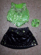 Load image into Gallery viewer, Green Top and Black Skirt Jazz Outfit