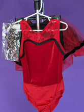 Load image into Gallery viewer, Weissman Red and Black 2 in1 Tutu and Fringe Skirt