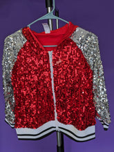 Load image into Gallery viewer, Weissman Red and Silver Sequin Jacket