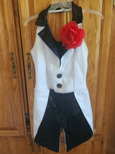 Load image into Gallery viewer, white and black leotard with tails
