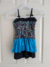 Load image into Gallery viewer, Sparkly black and blue jazz/tap costume
