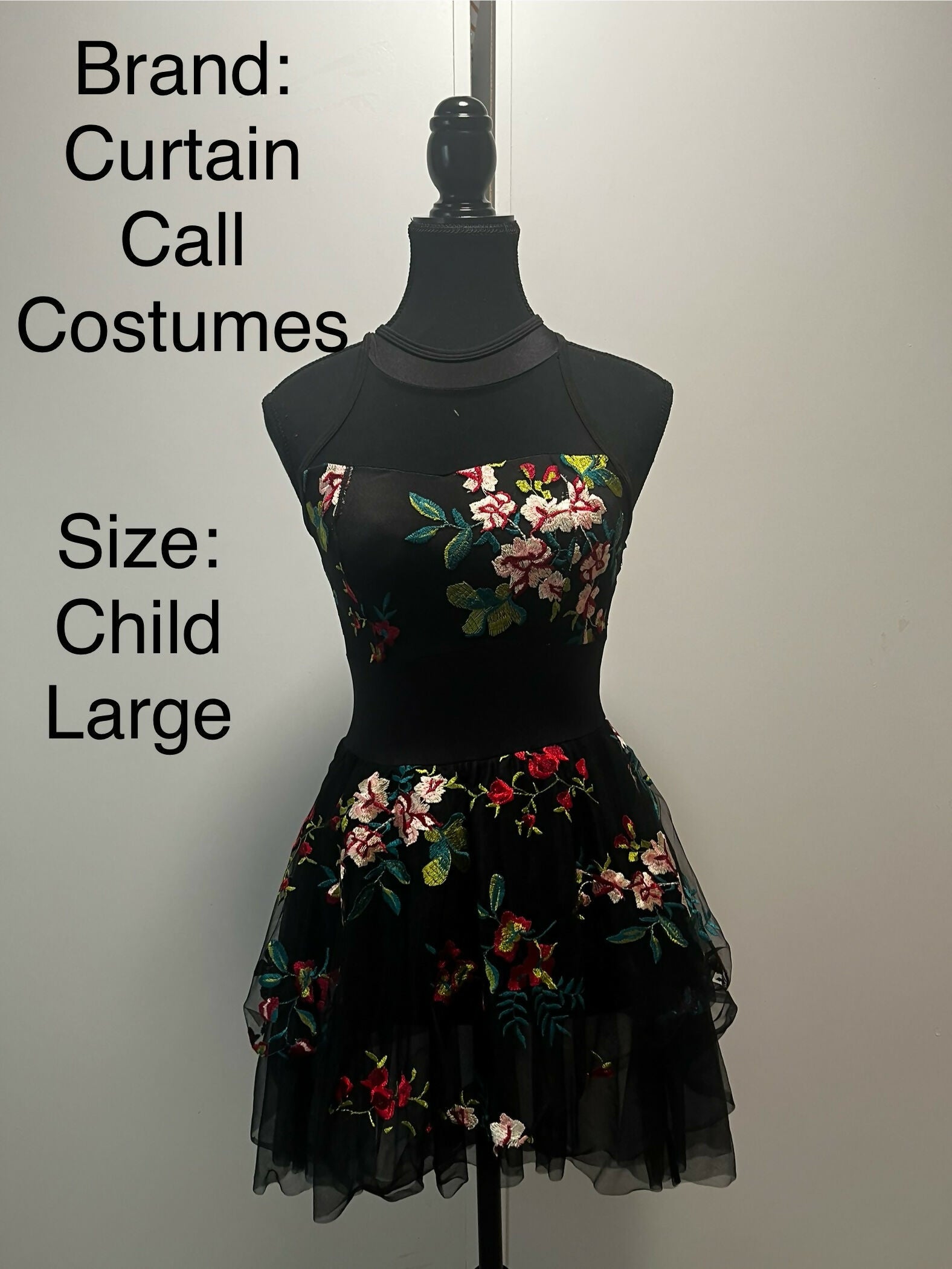 Black flowered dress- curtain call costumes Black flowered dress- curtain call costumes
