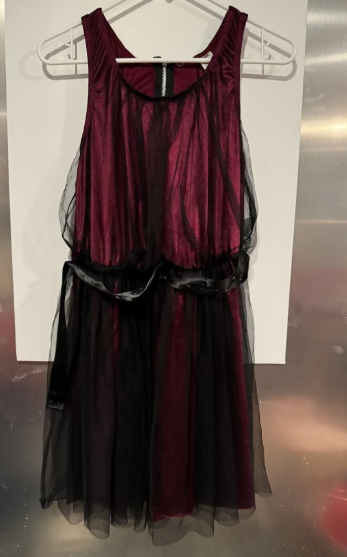 Balera D7305 Burgundy dress with Black Overlay