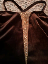 Load image into Gallery viewer, Brown Crushed Velvet Dress with Custom Rhinestones (PUMPERS)
