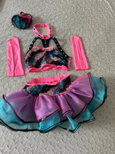 Load image into Gallery viewer, Bright pink with lavender, dark turquoise &amp; black Jazz Costume
