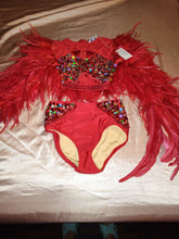 Load image into Gallery viewer, "Glamour" 2 pc Red Jazz Costume with sequins and feathers
