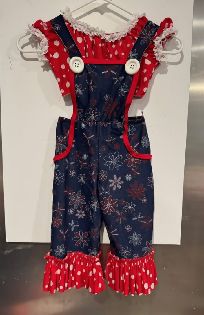 Dansco Blue Overalls with Flowers - SC