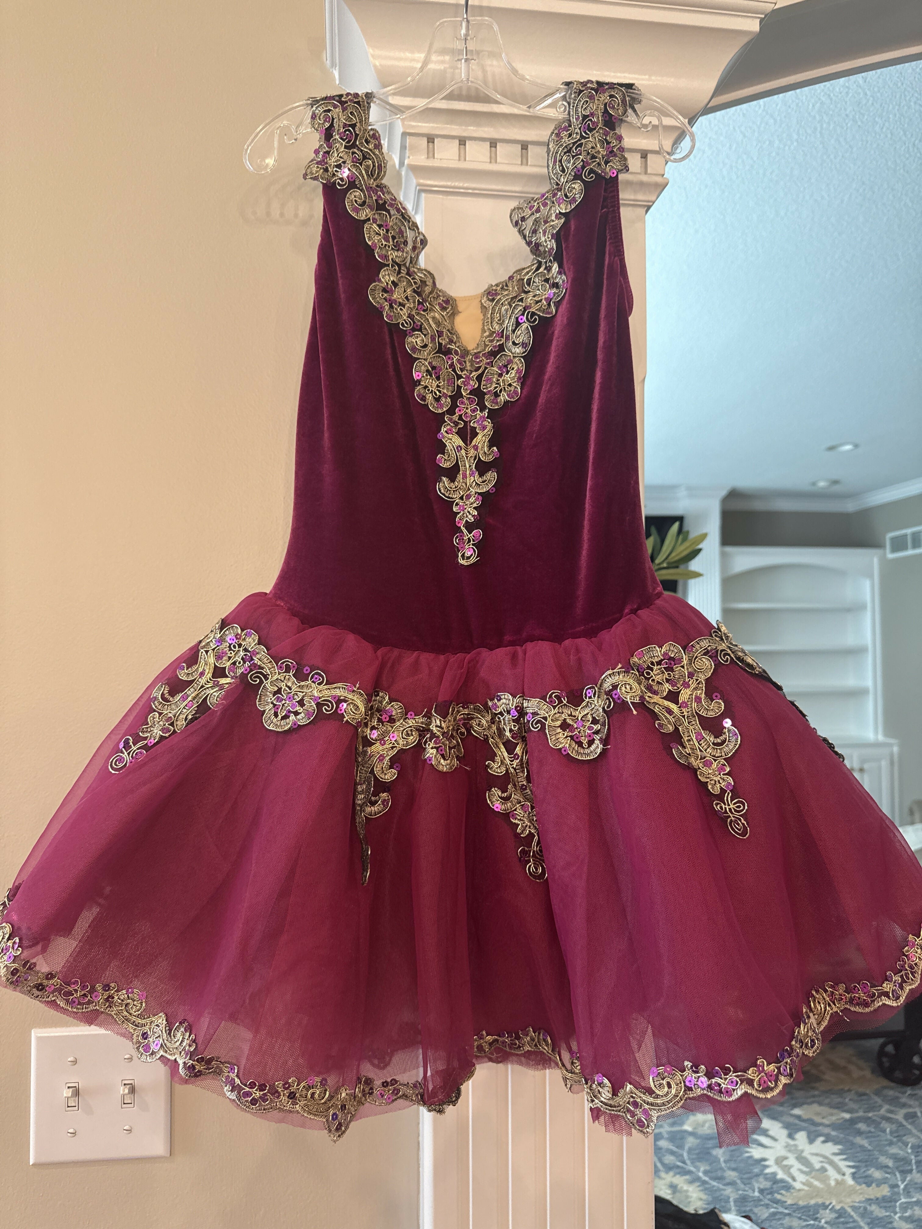 ballet dress purple Sequin Purple Peasant Ballet Dance Costume