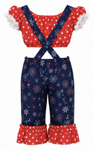 Load image into Gallery viewer, Dansco Blue Floral Overall Dance Jumper
