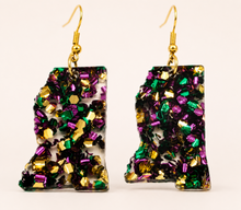 Load image into Gallery viewer, Mississippi Mardi Gras Sparkle Earrings
