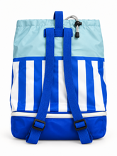 Load image into Gallery viewer, WEEKEIGHT Blue Striped Dry/Wet Swim Backpack with Shoe Compartment
