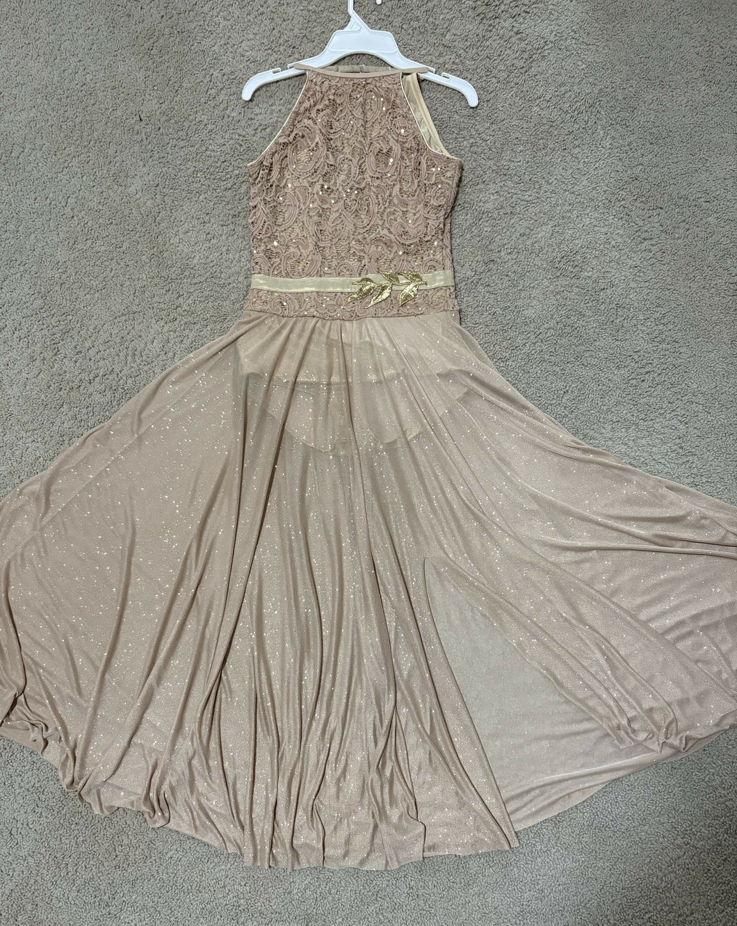 Gold leotard with beautiful flowy sparkly skirt Gold leotard with beautiful flowy sparkly skirt