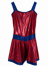 Load image into Gallery viewer, Red Hot &amp; Blue Metallic Dress-Romper
