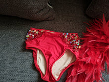 Load image into Gallery viewer, "Glamour" 2 pc Red Jazz Costume with sequins and feathers
