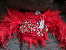 Load image into Gallery viewer, "Glamour" 2 pc Red Jazz Costume with sequins and feathers
