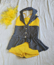 Load image into Gallery viewer, yellow and gray striped tap costume
