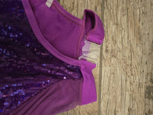 Load image into Gallery viewer, Super fun Costume Gallery, magenta, one arm, mock neck, sequin flowy dress, size LC
