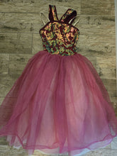 Load image into Gallery viewer, Layla's Sequin Floral v-neck top with tulle, Shin length tutu, size LC
