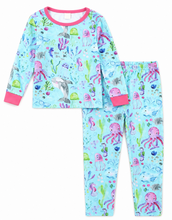 Load image into Gallery viewer, Ocean Friends Pajama Sets — Aqua &amp; Navy
