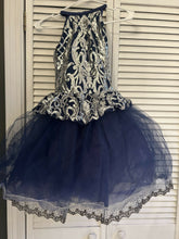 Load image into Gallery viewer, Navy blue and silver ballet costume

