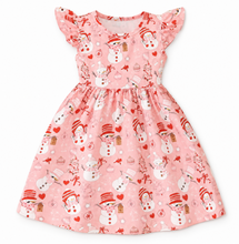 Load image into Gallery viewer, Snow Much Fun Pink Holiday Flutter-Sleeve Dress
