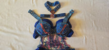 Load image into Gallery viewer, blue multi color bra and belt belly dance set
