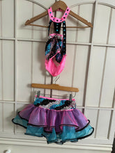 Load image into Gallery viewer, Bright pink with lavender, dark turquoise &amp; black Jazz Costume
