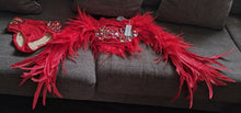 Load image into Gallery viewer, "Glamour" 2 pc Red Jazz Costume with sequins and feathers
