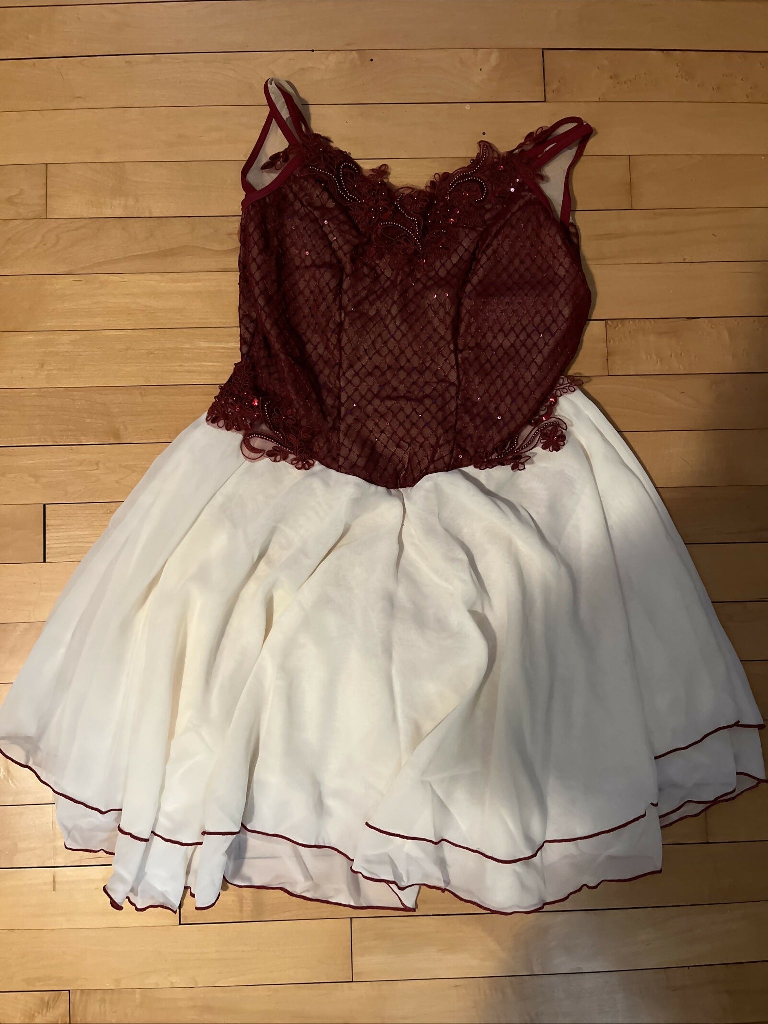 Maroon And Cream Dress Dance Costume Adult Small – Dancewear Closet, LLC