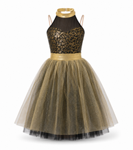 Load image into Gallery viewer, Gilded Grace – Black &amp; Gold Sequin Romantic Tutu Costume
