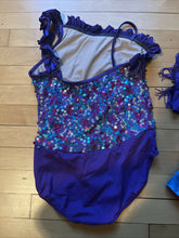 Load image into Gallery viewer, Purple Colorful Sequin Dance Costume Child Large
