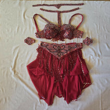 Load image into Gallery viewer, red bedlah belly dance set
