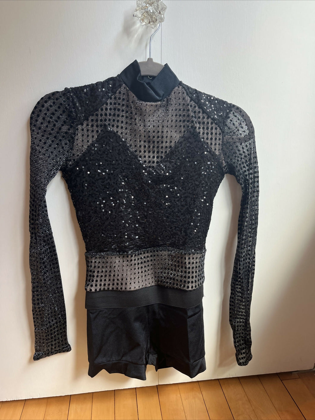 Black Shimmer Sequin Dance Costume Adult Small