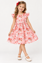 Load image into Gallery viewer, Snow Much Fun Pink Holiday Flutter-Sleeve Dress
