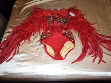 Load image into Gallery viewer, "Glamour" 2 pc Red Jazz Costume with sequins and feathers

