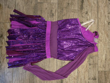 Load image into Gallery viewer, Super fun Costume Gallery, magenta, one arm, mock neck, sequin flowy dress, size LC
