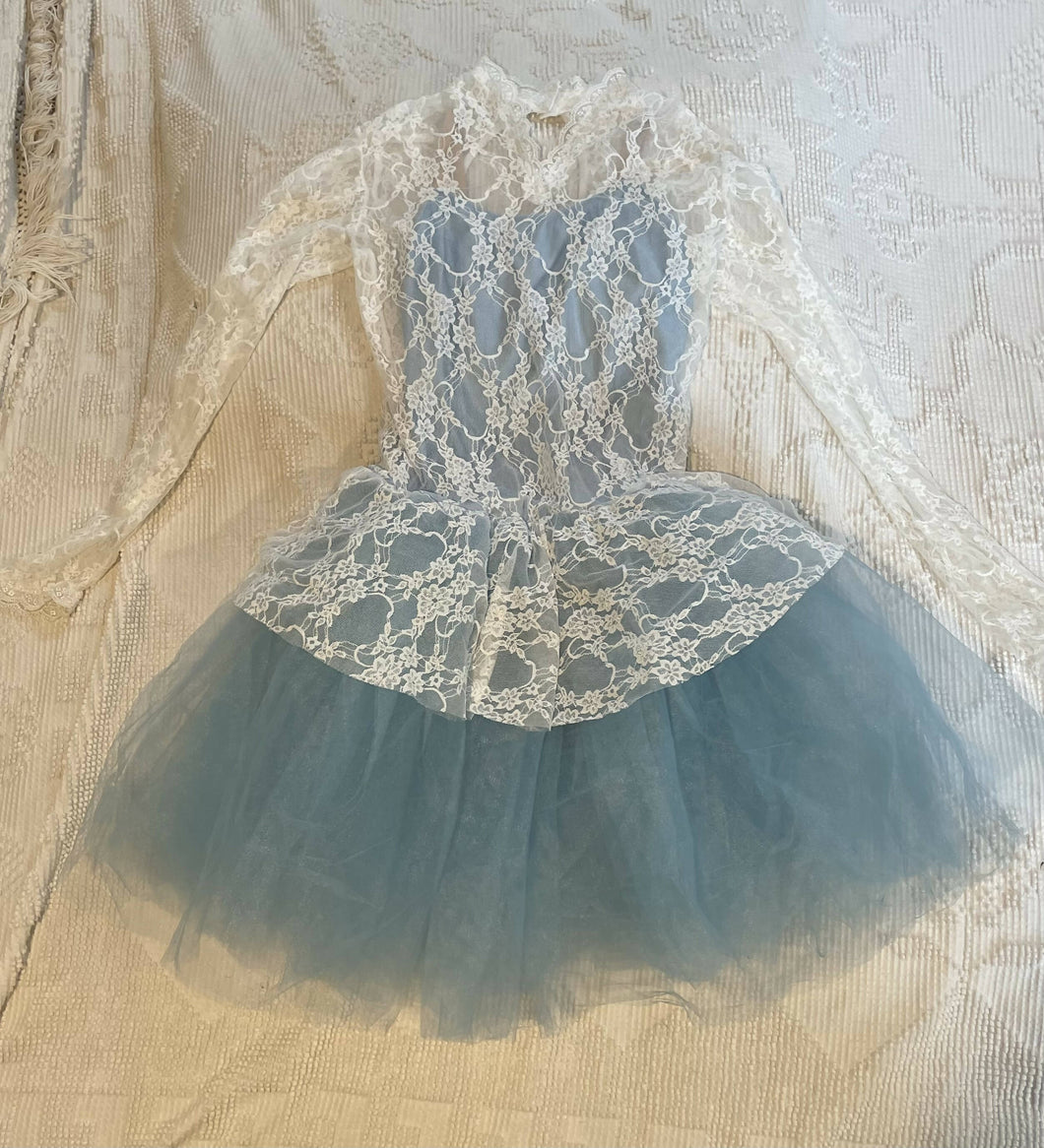 Blue Tutu with white lace