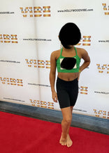 Load image into Gallery viewer, Carissa Couture Green Tied Top and Navy Blue Bikers
