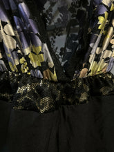 Load image into Gallery viewer, A Wish Come True Romper satin, open front, bell sleeve, flowers
